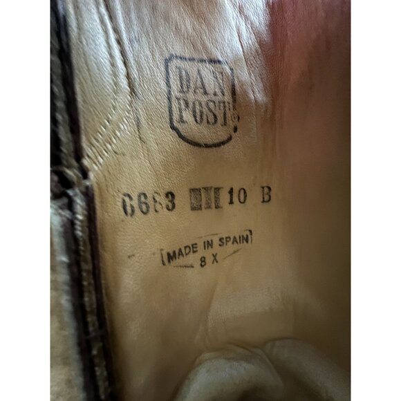 Vintage Dan Post Mens Size 10B Brown Spanish Leather Western Cowboy Rodeo Boots - Picture 2 of 16